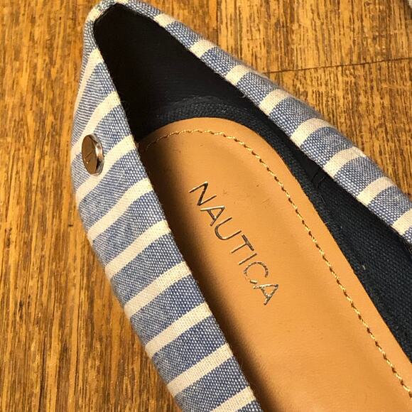 NWOT Nautica Bayard Blue & White Stripe Knotted Flats Size 8 - Picture 10 of 12